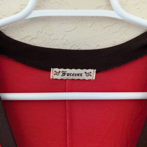 Vintage Forever 21 Top or Mini Dress Y2K 90s Waist Tie Colorblock - Picture 4 of 7